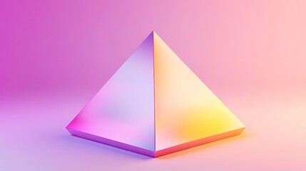 Poster - Colorful gradient pyramid abstract design featuring smooth transitions of pink, purple, and yellow hues. Sleek and glossy finish with vibrant colors.