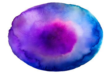 Poster - Vibrant circular watercolor art showcasing a blend of purple, blue, and pink hues, capturing a serene and ethereal beauty Generative AI