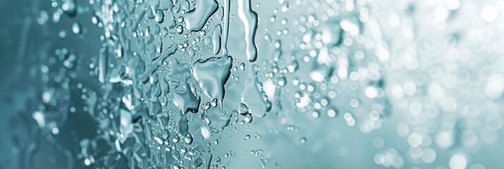 Aufkleber - Clean glass surface filled with sparkling water droplets showcasing transparency and cleanliness for window companies and glass cleaners Generative AI