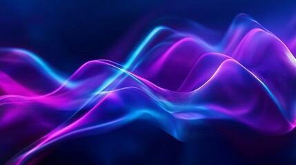 Poster - Abstract Purple Blue Neon Wave Digital Art Background Design Modern Technology Futuristic Vibrant Energy Flowing Smooth Lines Graphic Illustration    