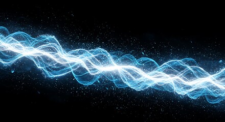 Poster - Abstract Light Waves Energy Flow Background Blue and White Ultra HD
