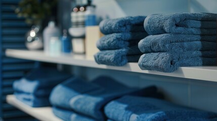 Aufkleber - Elegant bathroom featuring neatly folded towels creating a cozy and clean ambiance for hotels and spa salons Generative AI