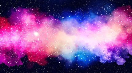 Wall Mural - Beautiful colorful watercolor art depicting a vibrant galaxy in space