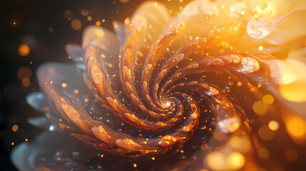 Wall Mural - Abstract fractal spiral design with intricate patterns, warm colors, and a sense of organic growth. Fractal Growth. Illustration