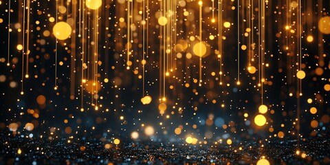 Poster - Golden shimmering lights create a dazzling atmosphere for a festive celebration at night