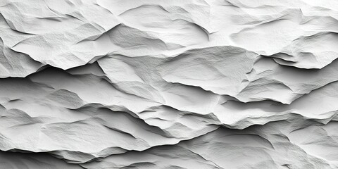 Poster - Textured white rock formation showing intricate layers and folds in abstract design with natural shadowing