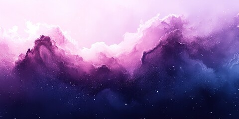 Poster - Vibrant cosmic clouds with shades of purple and blue filled with stars in a celestial setting