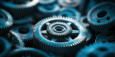 Poster - Mechanical gears in intricate arrangement showcasing engineering precision and complexity