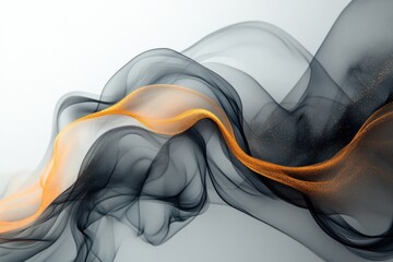 Poster - Sinuous shapes in shades of gray and black intertwine with striking gold, evoking a sense of movement and depth in abstract art
