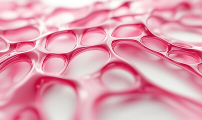 Poster - Abstract pink organic shapes resembling cellular structures and textures