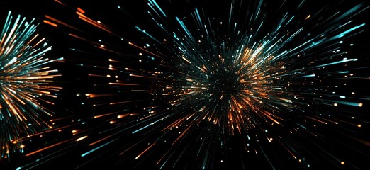 Poster - dynamic explosion of colorful light particles creating a vibrant abstract background