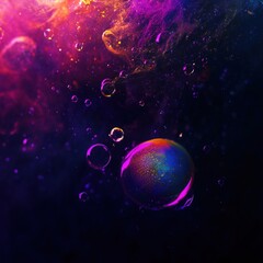 Aufkleber - Colorful abstract bubbles in cosmic space with vibrant hues and ethereal glow