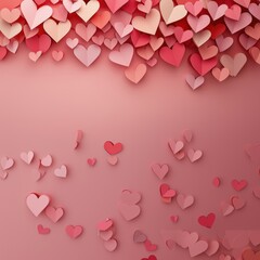 Poster - Colorful paper hearts background for romantic occasions and celebrations