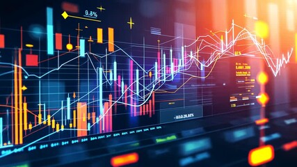 Stock market graph with digital technology and data visualization