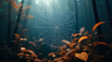 spider web with dew drops