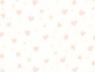 Poster - Colorful confetti pattern with hearts and stars on a light background