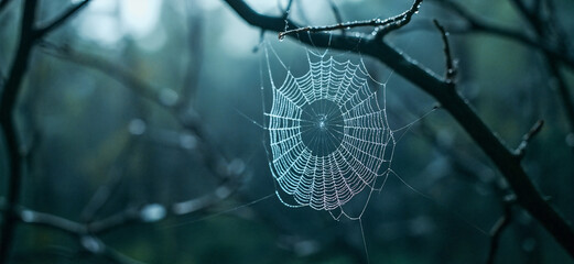spider web with dew