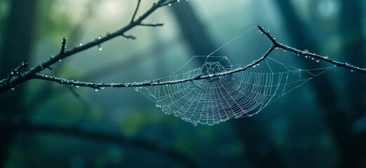 spider web in the morning
