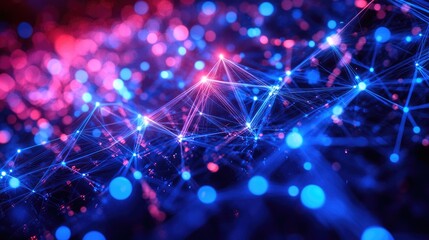Abstract network connections, glowing nodes, bokeh background, digital concept