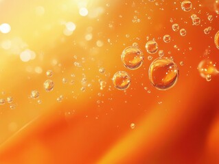 Wall Mural - orange background with circles and bubbles generative ai