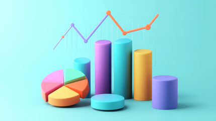 Poster - Isometric infographic charts. Graph, circle diagram, pie chart and columns timeline. Business statistic and analytic  set. Isometric infographic and diagram, 3d graphic and chart illustration
