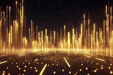Poster - Dynamic Visualization of Stock Market Success Concepts with Golden Light Effects