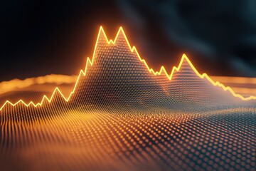 Poster - Dynamic Visualization of Stock Market Trends in Abstract Concept with Glowing Lines and Dots