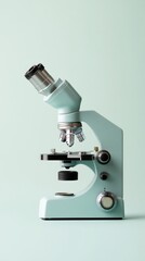 Poster - Vintage microscope on pastel background showcasing science
