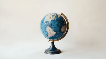 Poster - Blue earth globe isolated on white background. Illustration of globe planet, world travel symbol, sphere 