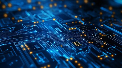 Poster - abstract blue circuit board technology background digital network hightech innovation futuristic ele