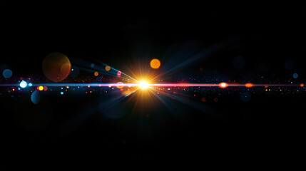 Poster - Dynamic light rays creating a vibrant atmosphere in a dark space digital art abstract close-up view