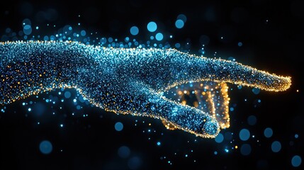 Poster - Digital Hand Reaching Out: Abstract Particle Art