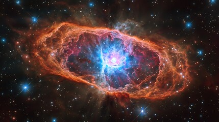 Poster - a beautiful colorful nebula surrounded by a sparkling starfield