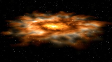 Poster - A bright orange cosmic nebula with many distant stars present