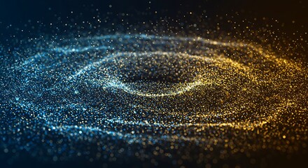 Aufkleber - Abstract swirling particles, blue and gold cosmic dust, nebula effect