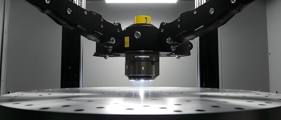Poster - A close-up view of a modern robotic arm in action, showcasing precision and innovation in industrial automation.