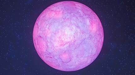Poster - a large pink planet is displayed against a starry dark background