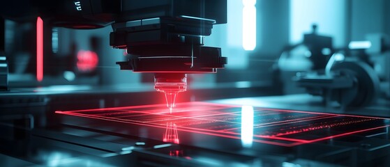 Poster - a high-tech laser cutting machine in action, showcasing precision and innovation in modern manufactu
