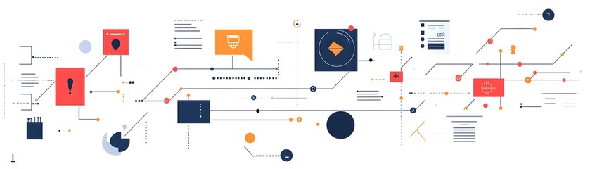 Poster - A modern abstract design featuring interconnected shapes and lines, ideal for technology and creative projects.