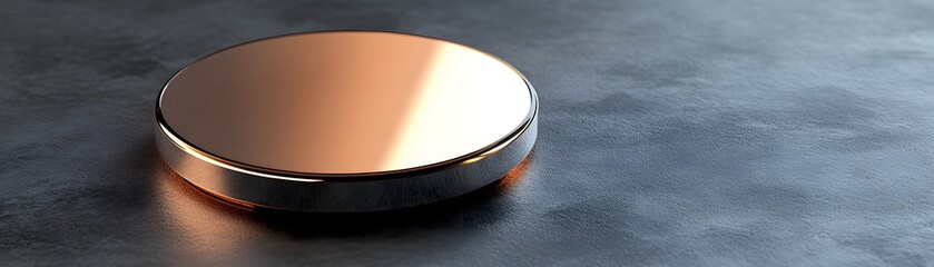 Poster - A sleek, modern round object on a dark textured surface, perfect for design projects or digital backgrounds.