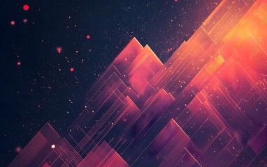 Poster - An abstract digital artwork featuring sharp geometric shapes in vibrant colors against a dark background. Perfect for projects requiring modern and dynamic visual elements.