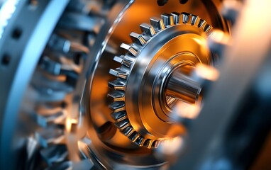 Poster - Close-up of intricate mechanical gears highlighting precision engineering