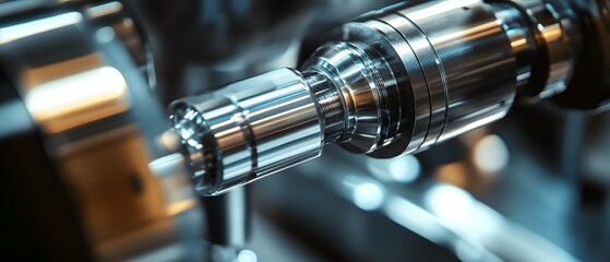 Poster - Close-up of precision industrial machinery showcasing intricate metalwork and engineering craftsmanship.