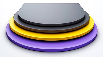 Poster - A simple abstract design of four stacked semicircular platforms