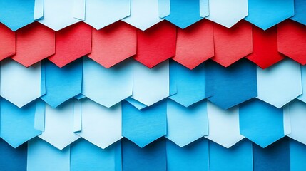 Poster - Colorful layered paper sheets arranged in a textured patterned design