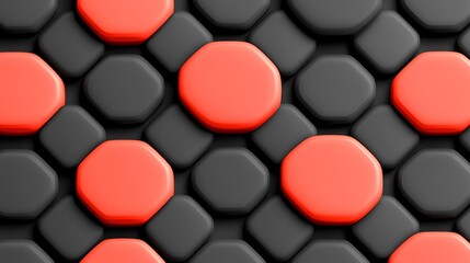 Poster - Red and dark gray geometric tile pattern creates a repeating design