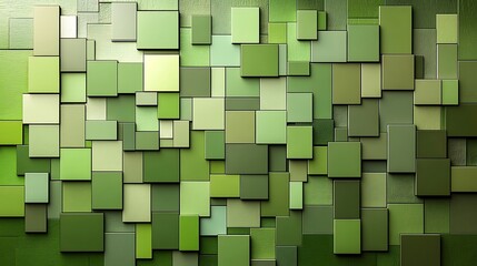 Poster - Abstract design featuring several green colored geometric shapes