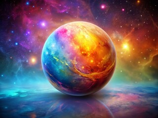Wall Mural - vibrant gradient planet with nebula and stars - cosmic space scene