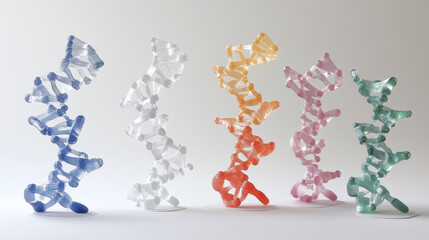 Poster - Dna spirals collection. Biotechnology and genetic research models. DNA helix and chromosome structure. Pharmaceutical model of molecule vector set of biotechnology science chromosome illustration
