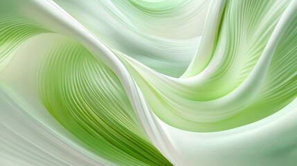 Poster - Light green wavy lines creating a modern abstract pattern, ideal for backgrounds, posters, or website designs, with a focus on flowing shapes and contemporary aesthetics